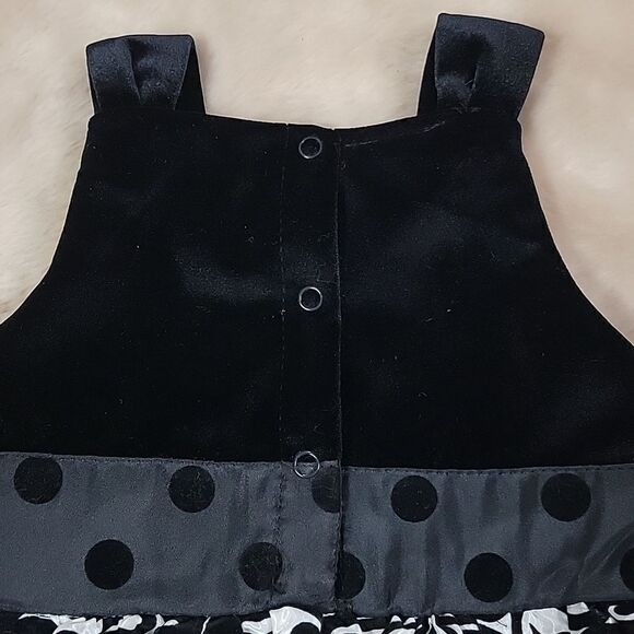 MUD PIE BABY BLACK AND WHITE DAMASK PARTY DRESS WITH BOWS, SIZE 9-12 MONTHS - Picture 6 of 8